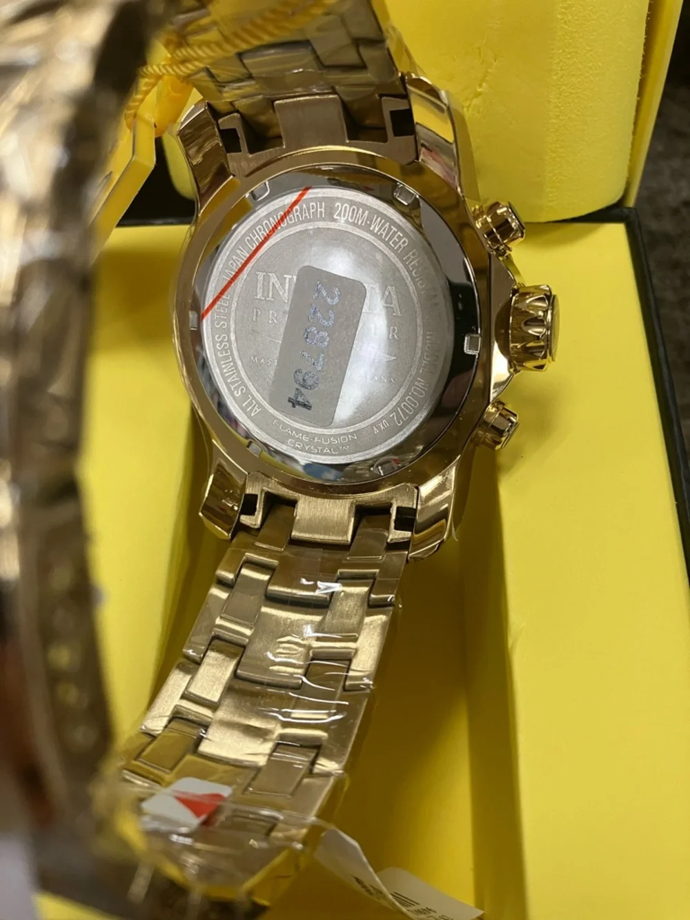 Invicta Gold and Black Stainless Steel Chronograph Watch